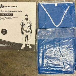 VICOGARD Disposable Scrub Suits - 2 Shirts & 2 Pants ~ Royal Blue ~ Size Large